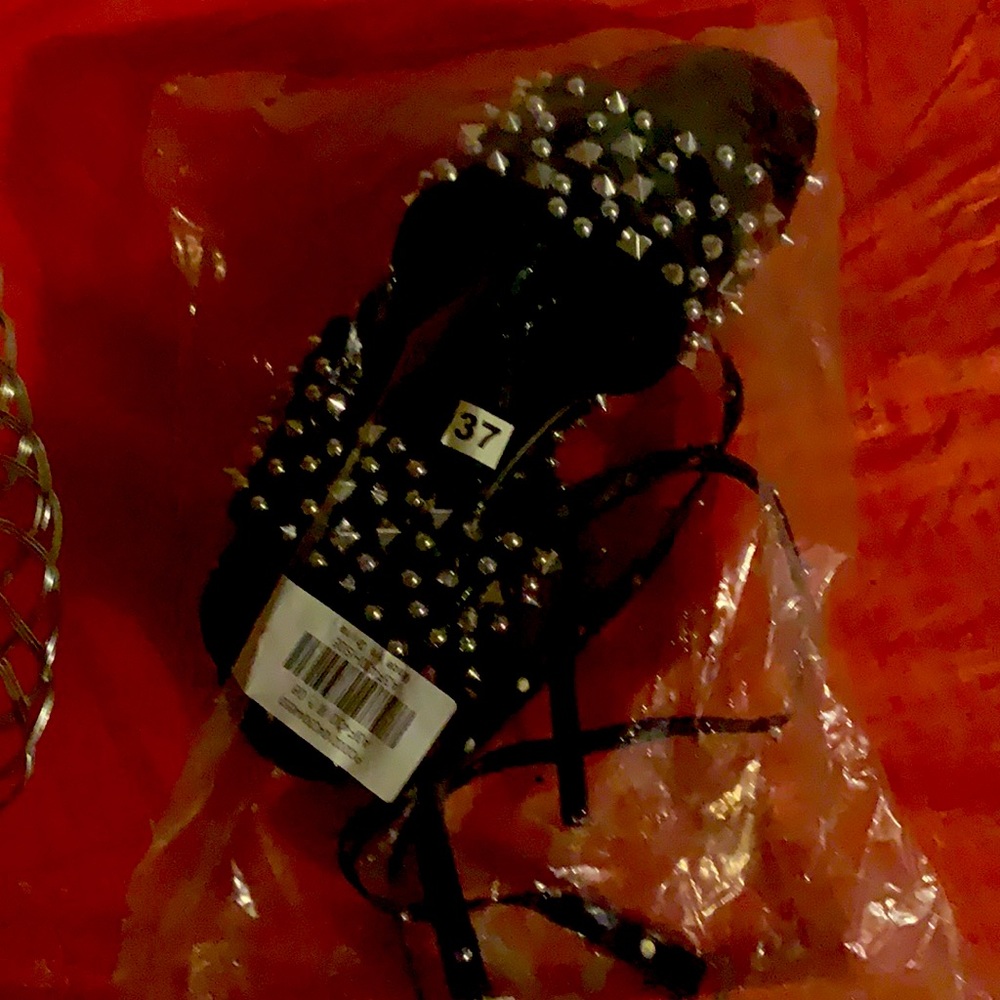 Black sandals with silver spikes brand new